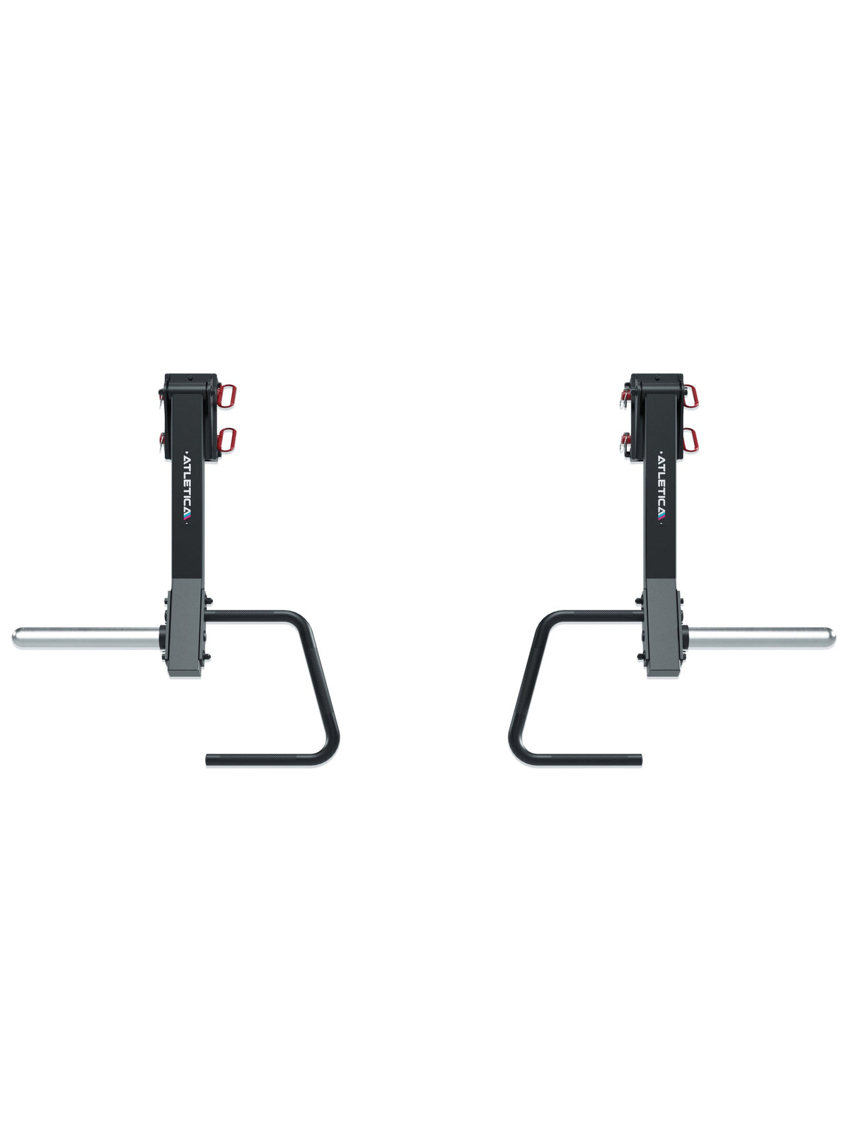 R8 Jammer Arms - Two black Jammer Arms with red hooks, silver grip bars