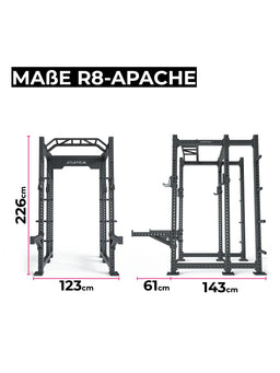 R8 Apache Power Rack: dimensional drawing dimensions 89"x48"x56"