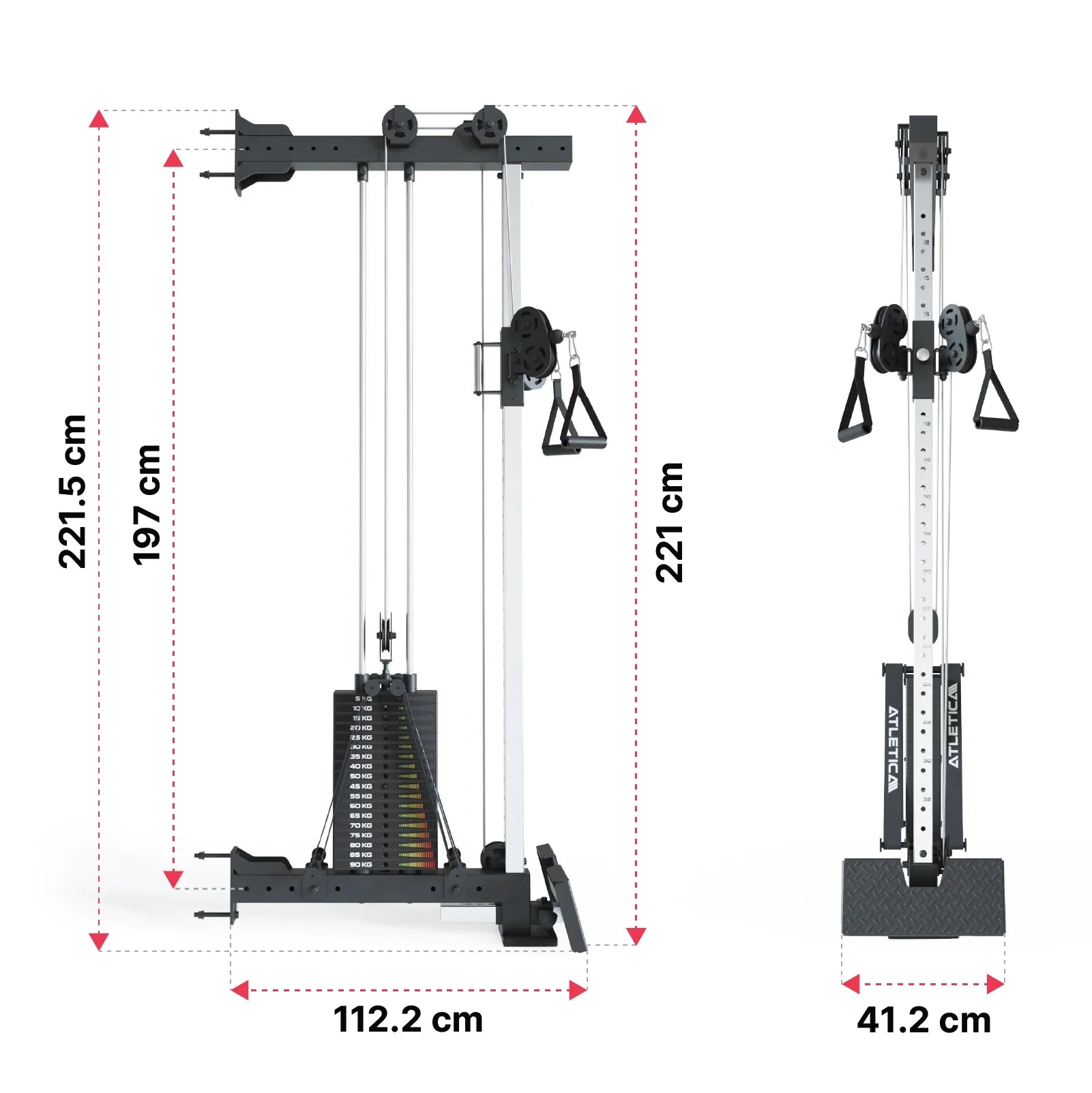R8 Kabelzug Pro mit Steckgewichten: Dimensionen