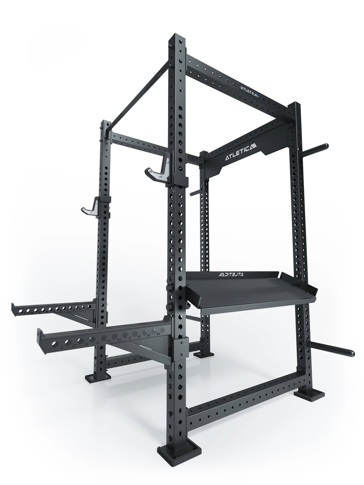 R8 rack on the R8 Power Rack with J-Hooks and Safety Spotter Arms