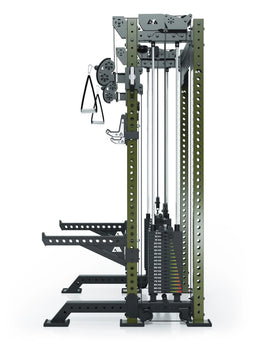 R8 Bradley Short - Power Rack with Two Weight Stacks, Cable Pulley, Handles, Military Green