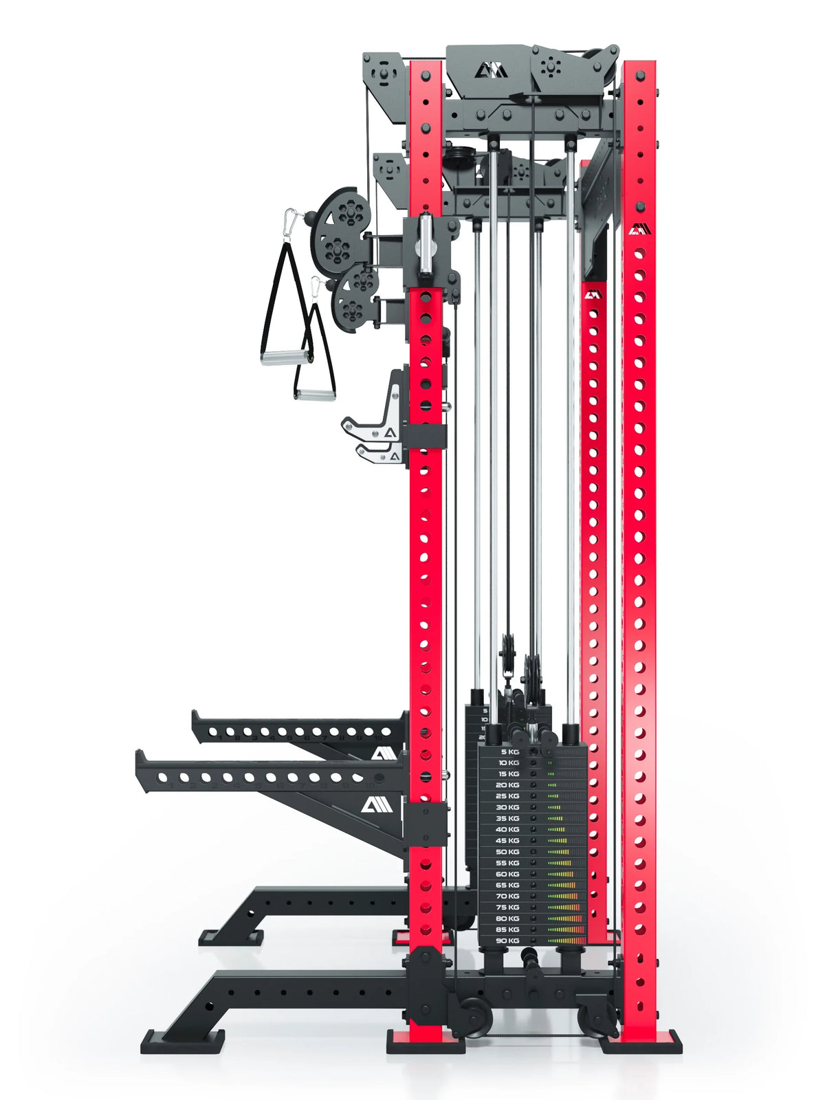 R8 Bradley Power Rack - red Power Cage with weight stack, cable pull, handles 