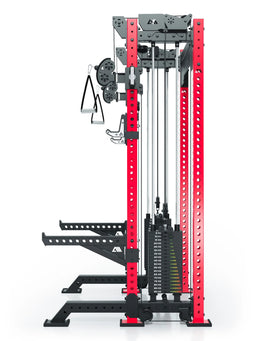 R8 Bradley Power Rack - red Power Cage with weight stack, cable pull, handles 
