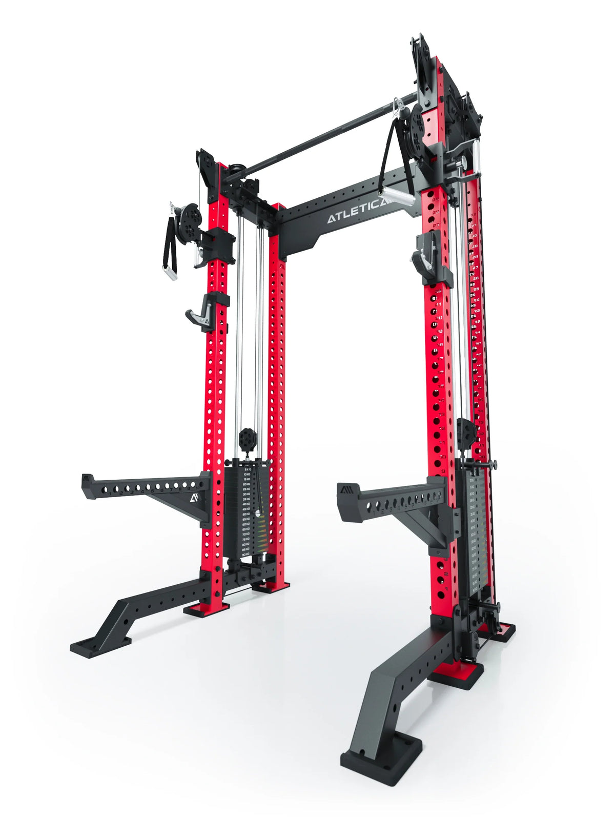 R8 Bradley Short - Power Rack with Two Weight Stacks, Red and Black Frames