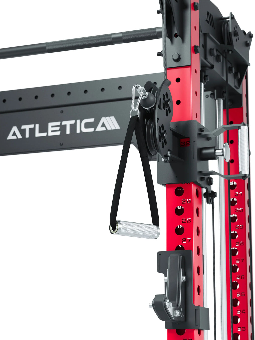 R8 Bradley Power Rack - red Power Cage with cable pull, handle, holes 