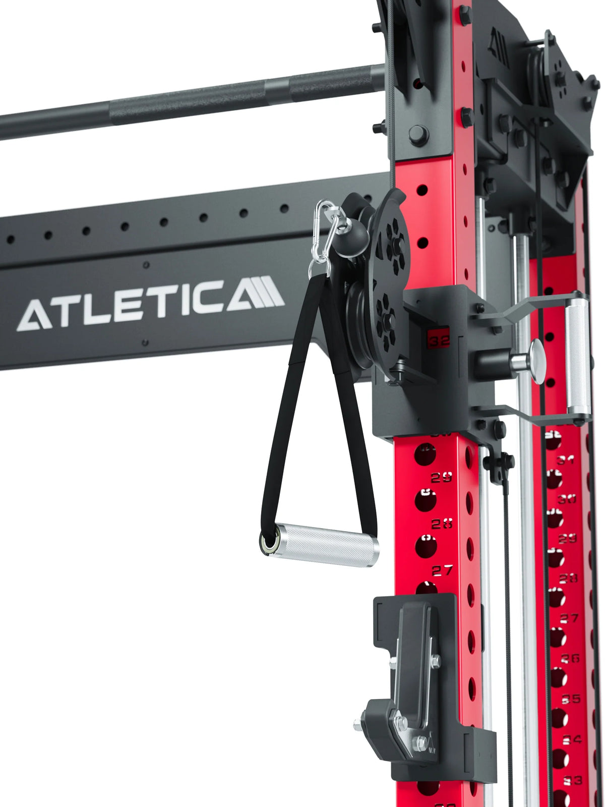 R8 Bradley Power Rack - red Power Cage with cable pull, handle, holes 