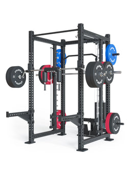 Atletica R8 Spectre Power Rack Long - Black Smith Machine with Weight Plates, Pull-Up Bar