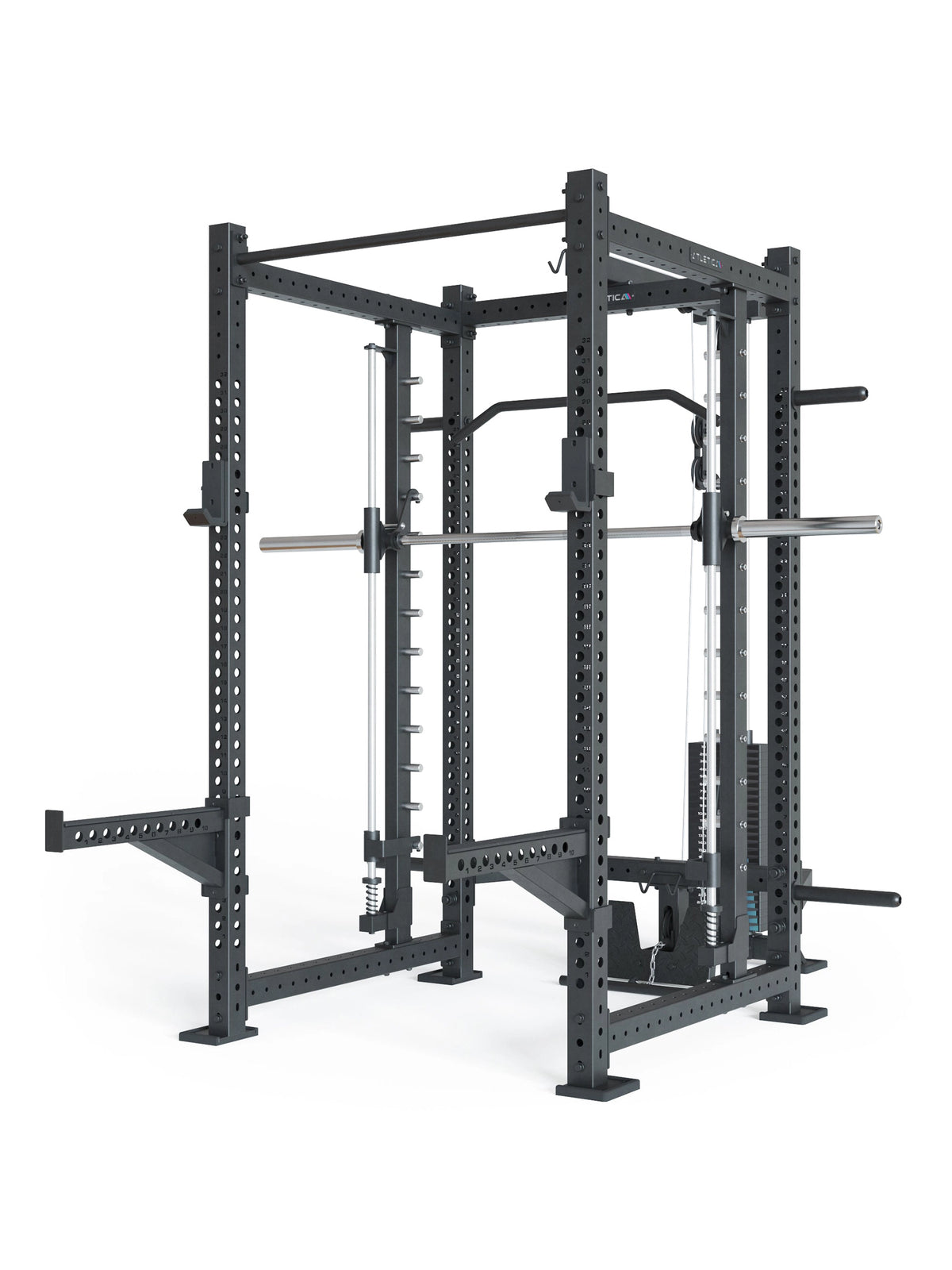R8 Spectre Power Rack Long - black Smith Machine with pull-up bar, barbell