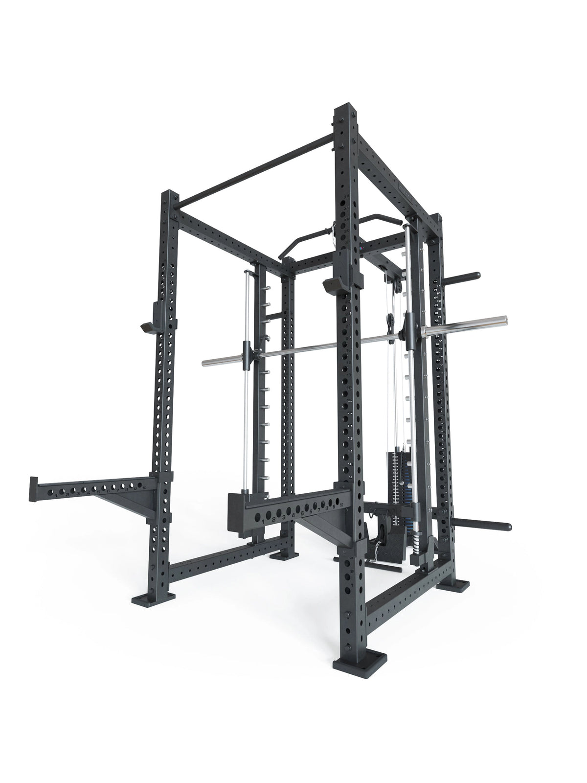 R8 Spectre Power Rack Long - black Smith Machine with pull-up bar, weight plate holders