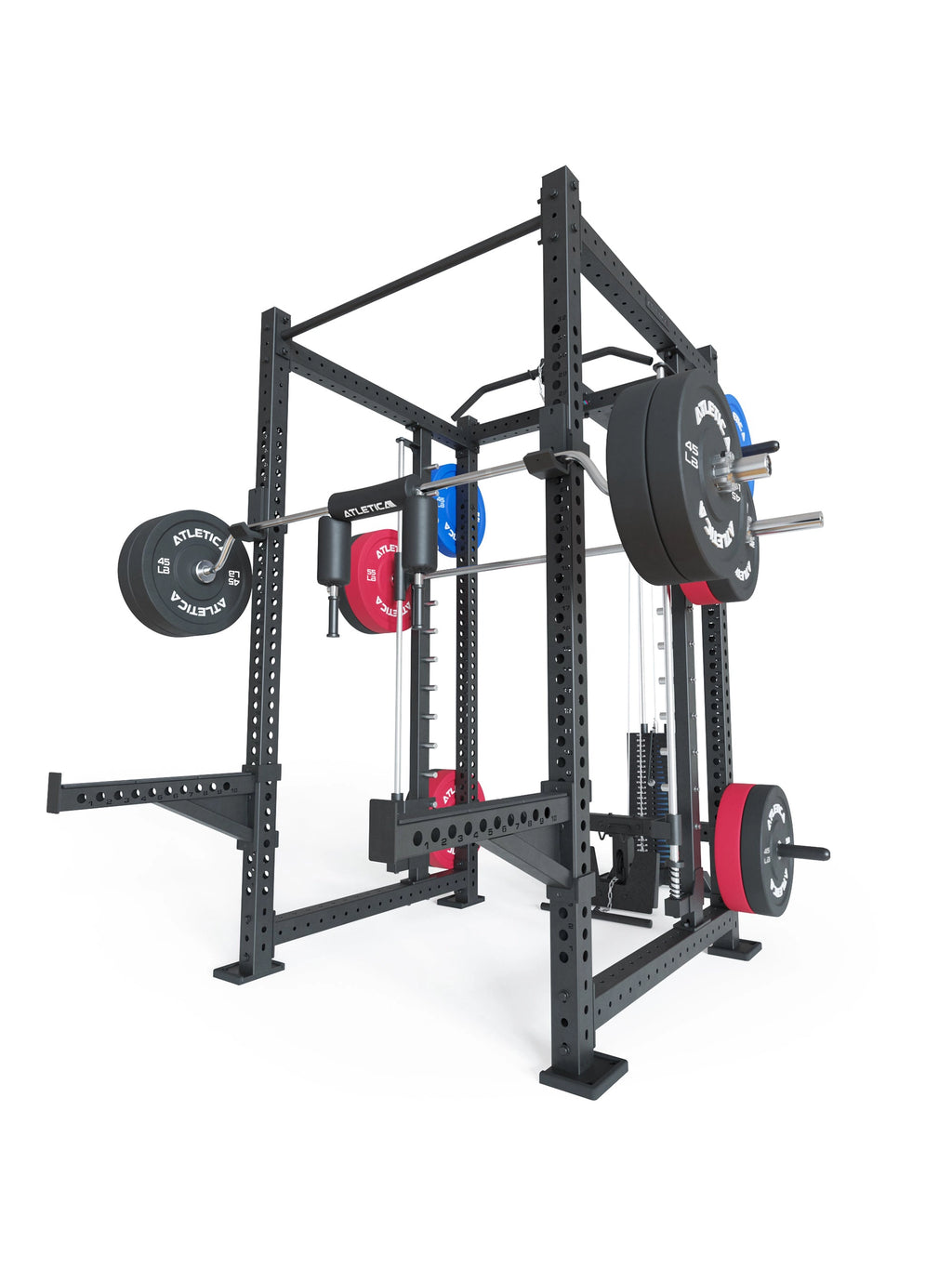 R8 Spectre Power Rack Long - black Smith Machine with weight plates, pull-up bar
