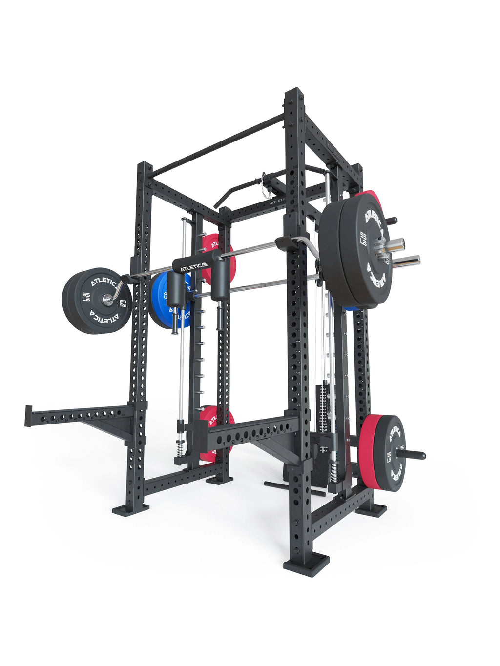 R8 Spectre Power Rack Medium - black Smith Machine with weight plates, pull-up bar