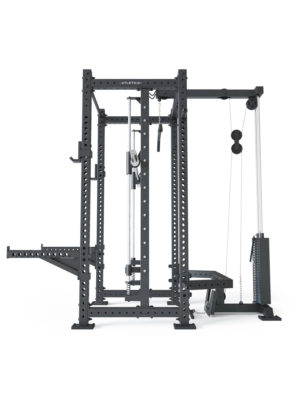 R8 Spectre Power Rack Medium - black Smith Machine with cable pulley, weight plate rack