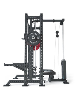 R8 Spectre Power Rack Short - Smith Machine with weight plates, cable pulley, weight stack