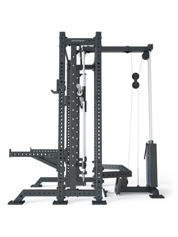 R8 Spectre Power Rack Short - black Smith Machine with Cable Pulley, weight stack