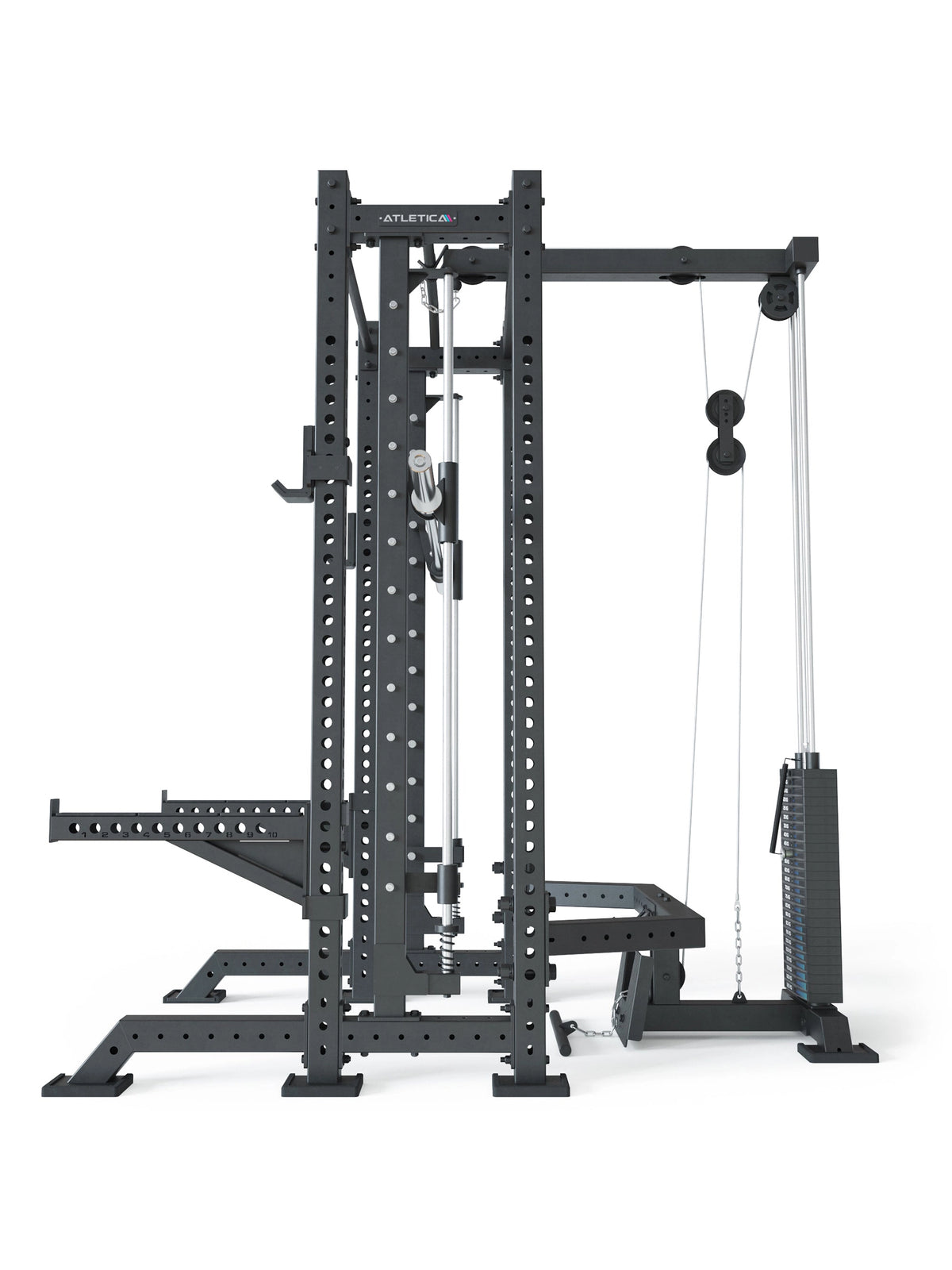 R8 Spectre Power Rack Short - black Smith Machine with Cable Pulley, weight stack