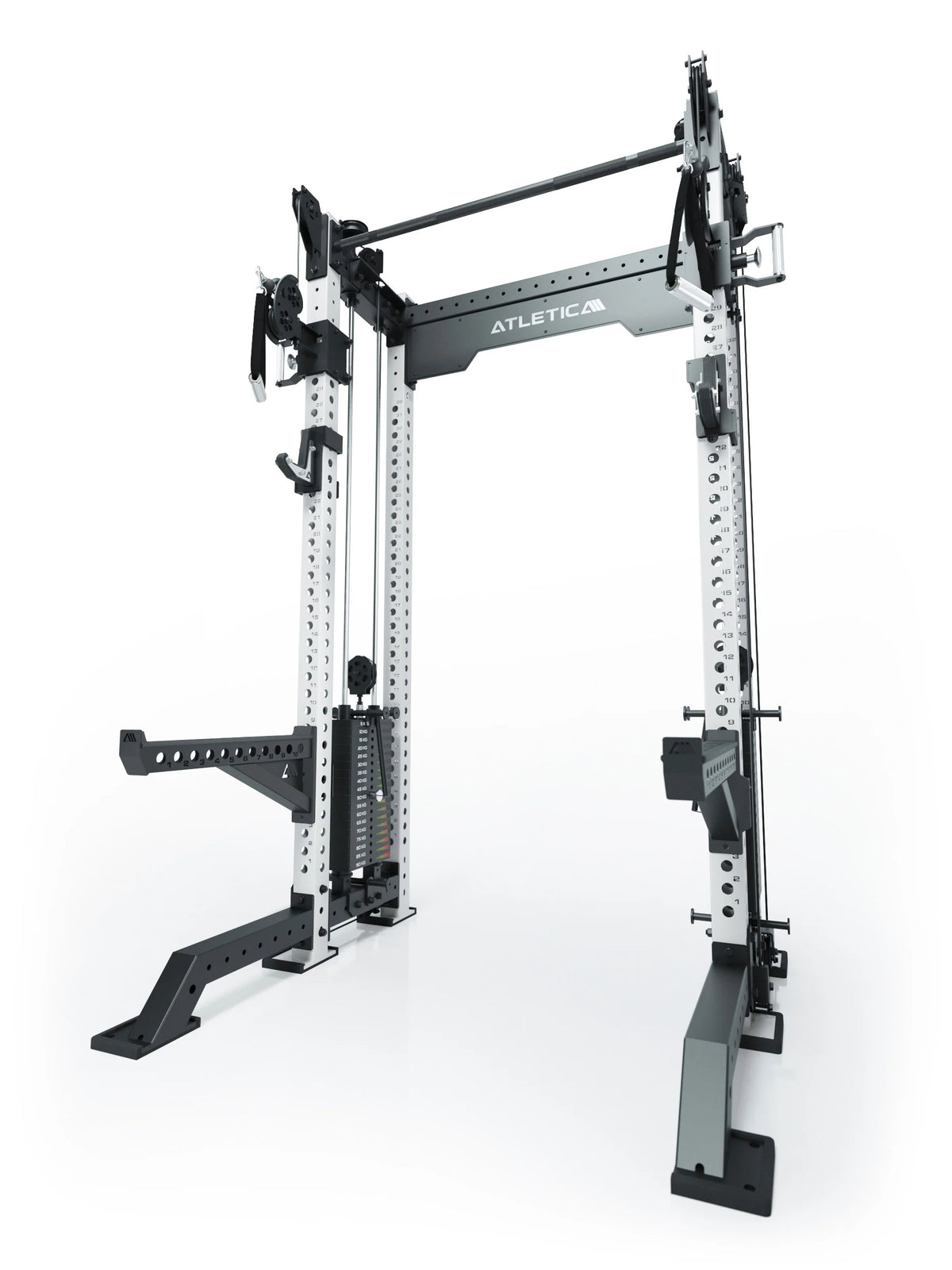 R8 Bradley Power Rack - Power Cage with Pull-Up Bar, Weight Stack, Cable Pulley, J-Hooks, Safety Rests 