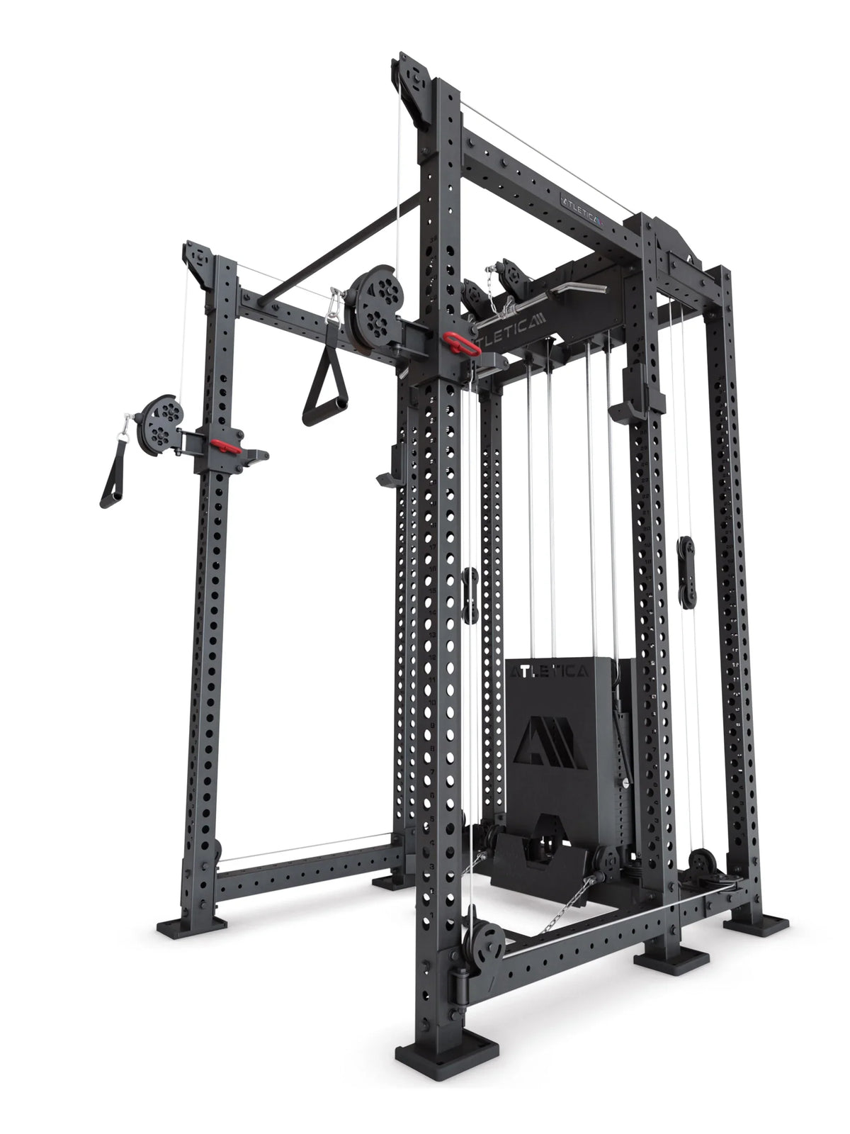 R8 Alpha Power Rack - completely in black, with integrated Functional Trainer