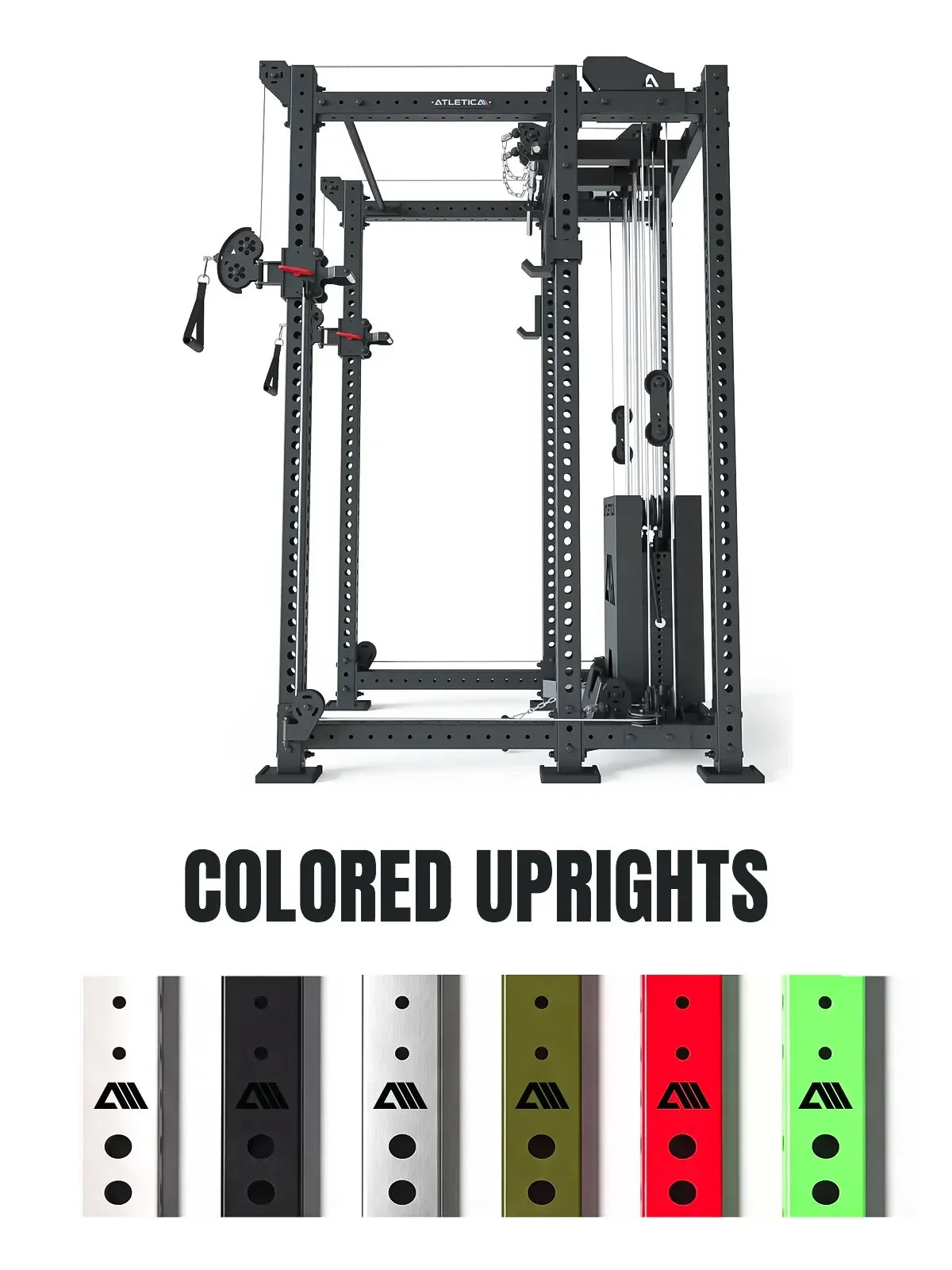 R8 Alpha Power Rack with Colored Uprights - 6 Color Options