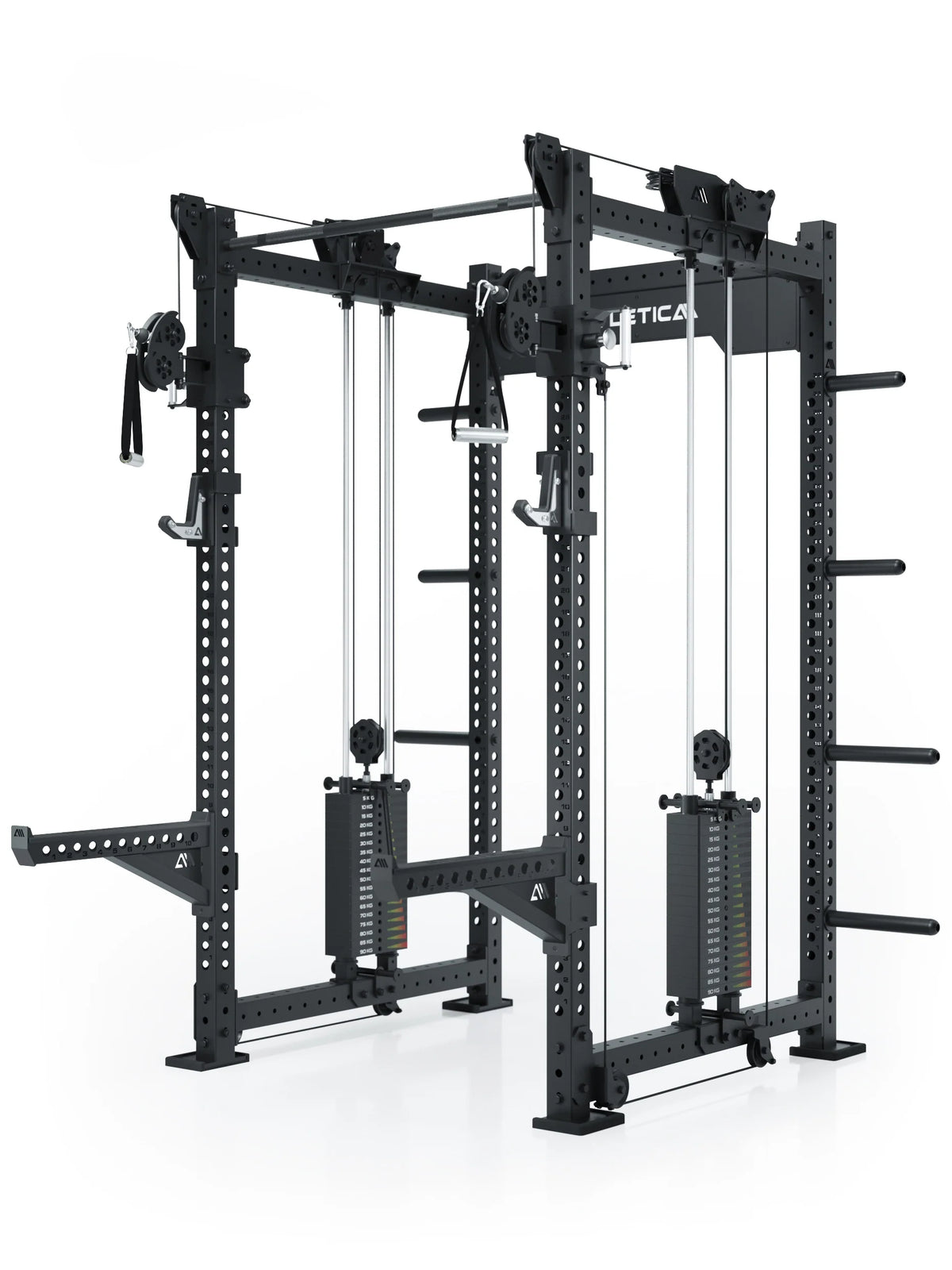 R8 Bradley Power Rack - Black Cage with Cable Pulley, weight stack, weight plate holders