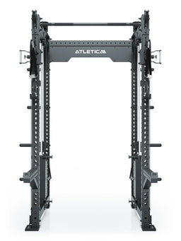 R8 Bradley Long - Black Power Rack with Pull-Up Bar, Cable Pulley, weight plate holders