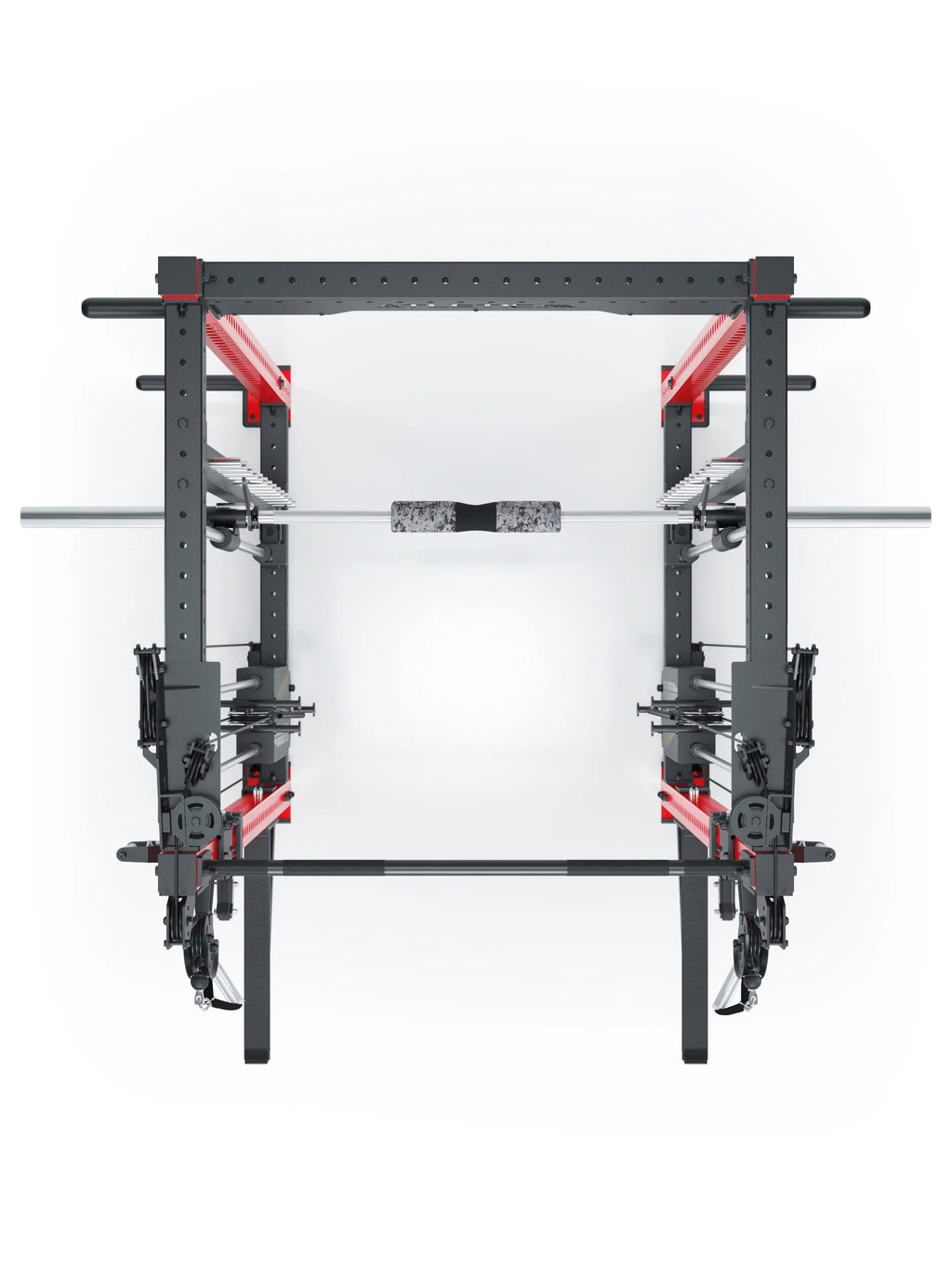 R8 Bradley Combat Long - Power rack with two weight stacks, pull-up bar, cable pulley, barbell 