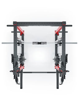 R8 Bradley Combat Long - Power rack with two weight stacks, pull-up bar, cable pulley, barbell 