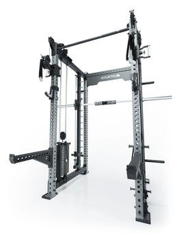 R8 Bradley Combat Long Stainless Steel modular Power Rack with two weight stacks and Cable Pulley