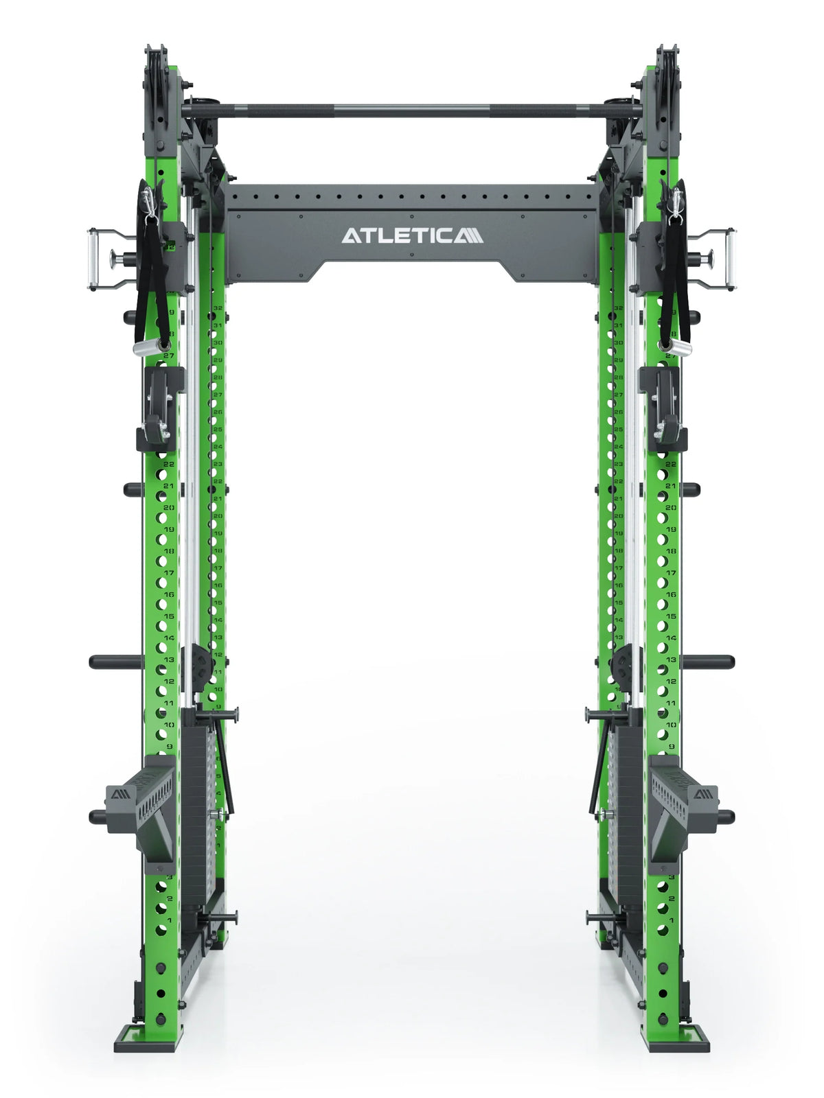 R8 Bradley Power Rack - green cage with Pull-Up Bar, weight plate holders for strength training