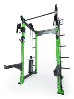 R8 Bradley Power Rack - green cage with weight stack, Pull-Up Bar, Cable Pulley, Weight Plate holders