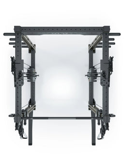 R8 Bradley Power Rack - Black Power Cage with Weight Plate Holders, Cable Pulley, Pull-Up Bar