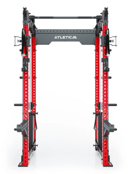 R8 Bradley Power Rack - red Power Cage with pull-up bar, cable pulley and weight stack for strength training