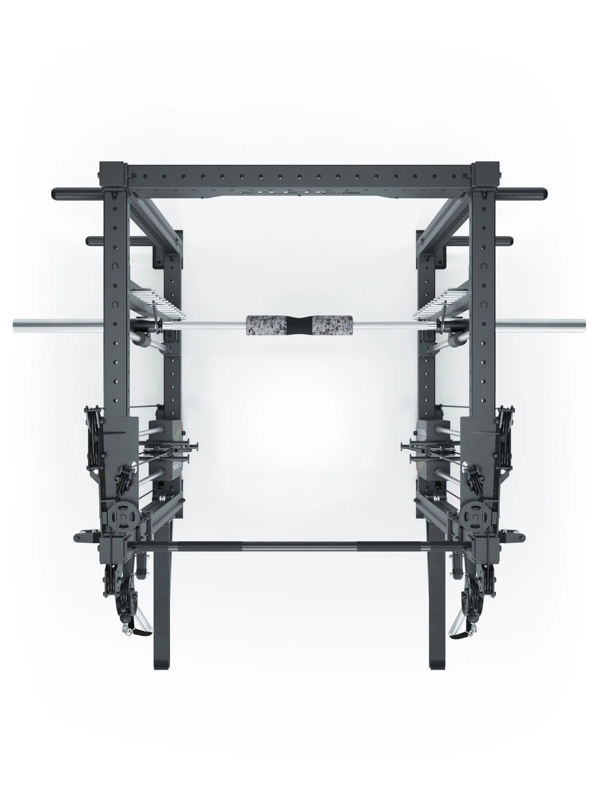R8 Bradley Combat Long - Power Rack with two Weight Stacks, Pull-Up Bar, Cable Pulley, black Frame