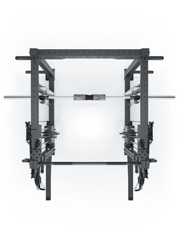 R8 Bradley Combat Long - Power Rack with two Weight Stacks, Pull-Up Bar, Cable Pulley, black Frame