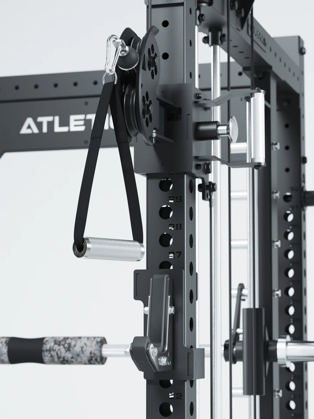 R8 Bradley Combat Long - Power Rack with cable pull, barbell, weight plates