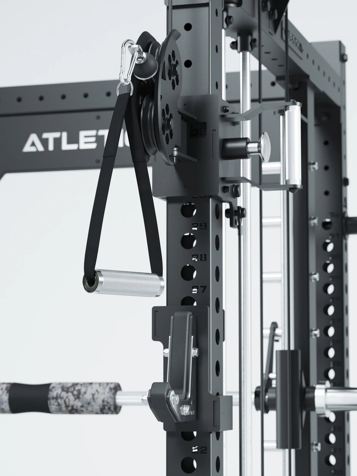 R8 Bradley Combat Long - Power Rack with cable pull, barbell, weight plates