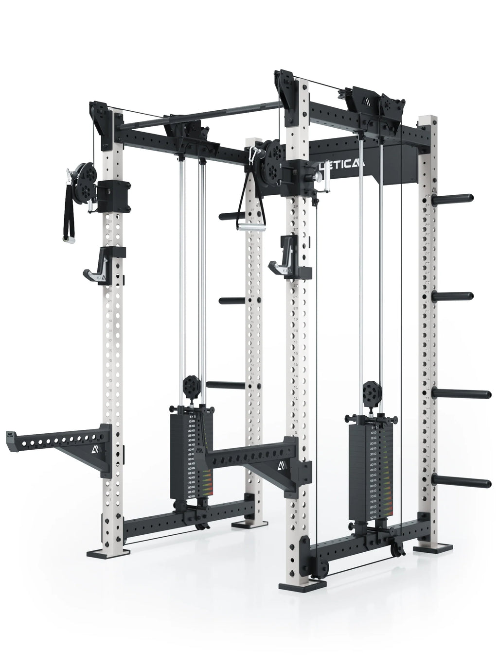 R8 Bradley Power Rack - cage with cable pulley, weight plate holders, J-Hooks, dip bars