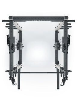 R8 Bradley Power Rack - black Power Cage with weight plate holders, cable pulley, pull-up bar