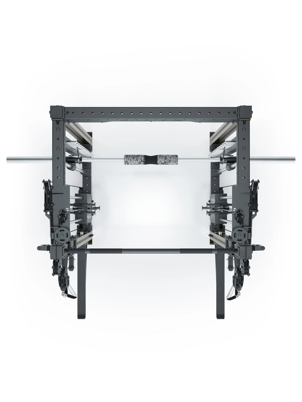 R8 Bradley Combat Medium Power Rack in Military Green with two weight stacks, Pull-Up Bar and cable pulley, modular