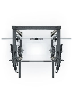 R8 Bradley Combat Medium Power Rack in Military Green with two weight stacks, Pull-Up Bar and cable pulley, modular