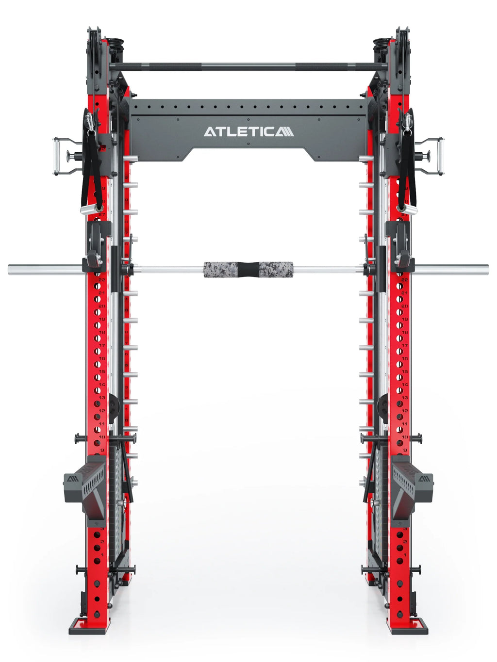 R8 Bradley Combat Medium Power Rack with Dual Cable Pulley with 380 lb Weight Stack, in Sportscar Red