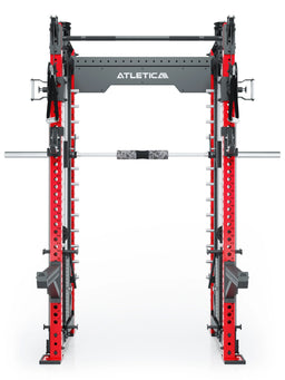 R8 Bradley Combat Medium Power Rack with Dual Cable Pulley with 380 lb Weight Stack, in Sportscar Red