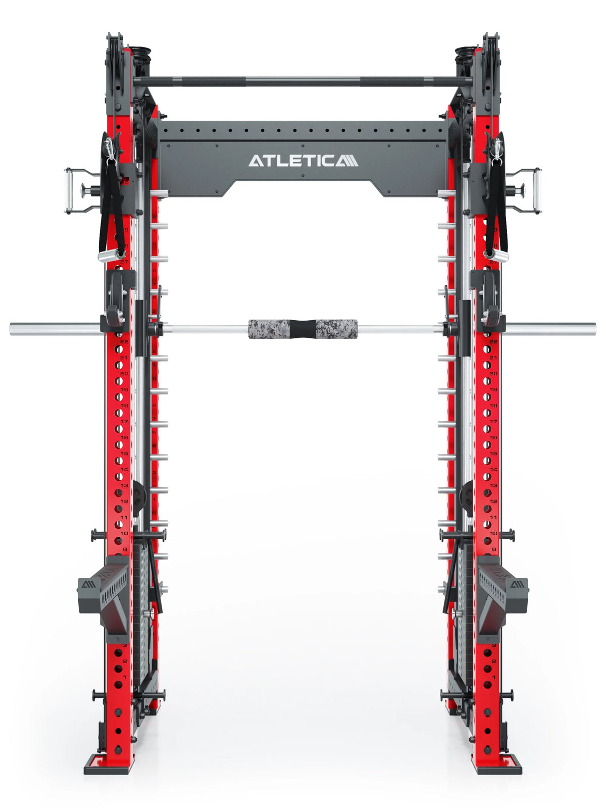 R8 Bradley Combat Medium Power Rack with Dual Cable Pulley with 380 lb Weight Stack, in Sportscar Red