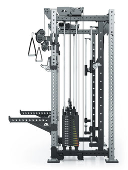 R8 Bradley Combat Medium Stainless Steel - Power Rack with 380 lb weight stacks, Safety Spotter Arms and Smith Machine