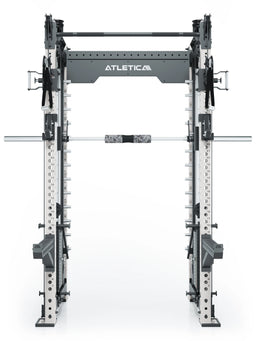 R8 Bradley Combat Medium White - Power Rack with dual cable pulley, two weight stacks, Pull-Up Bar, Smith Machine