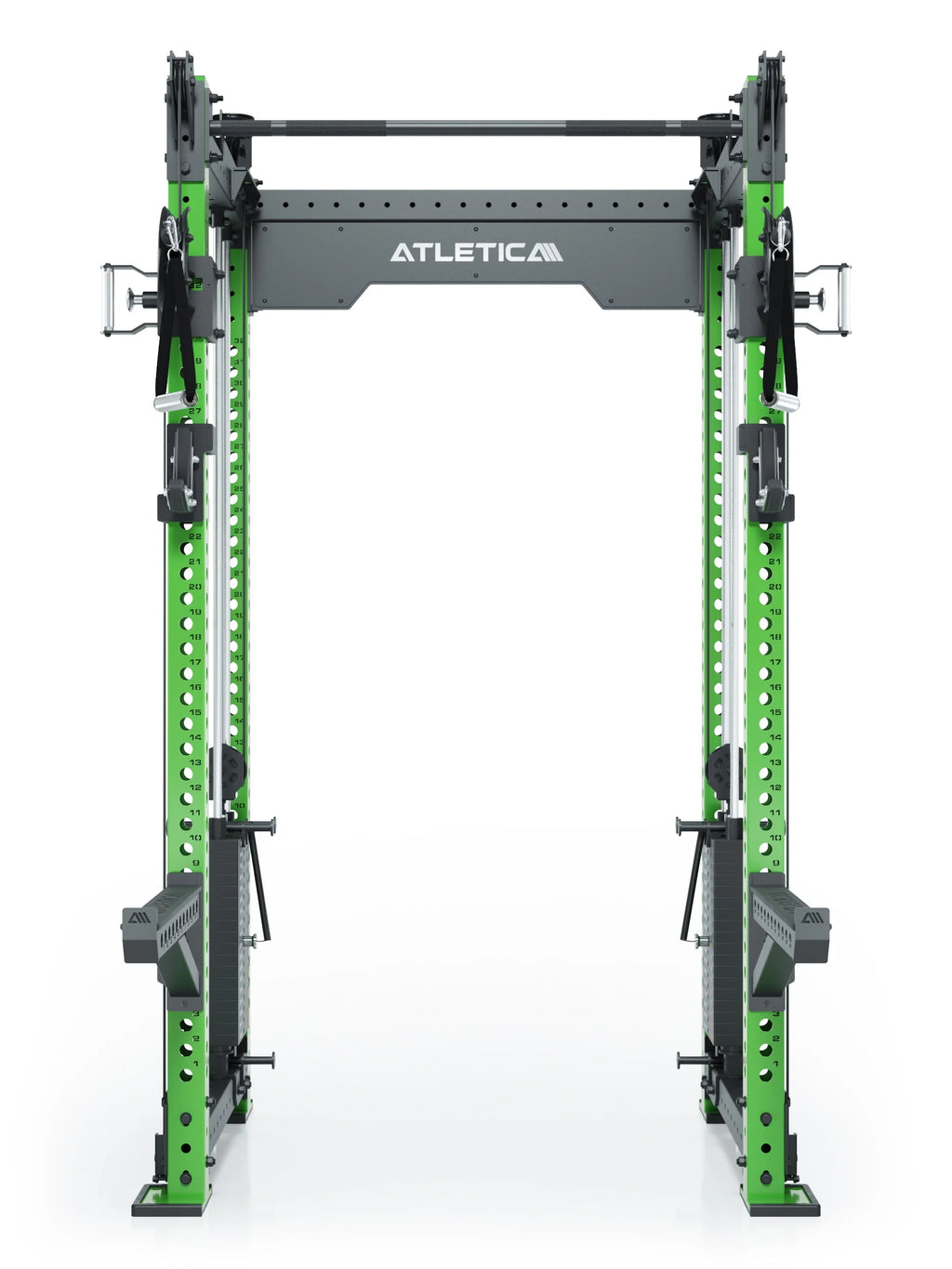 R8 Bradley Power Rack - green Power Cage with weight stack, Pull-Up Bar, logo on top