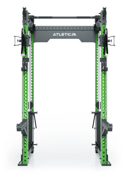 R8 Bradley Power Rack - green Power Cage with weight stack, Pull-Up Bar, logo on top