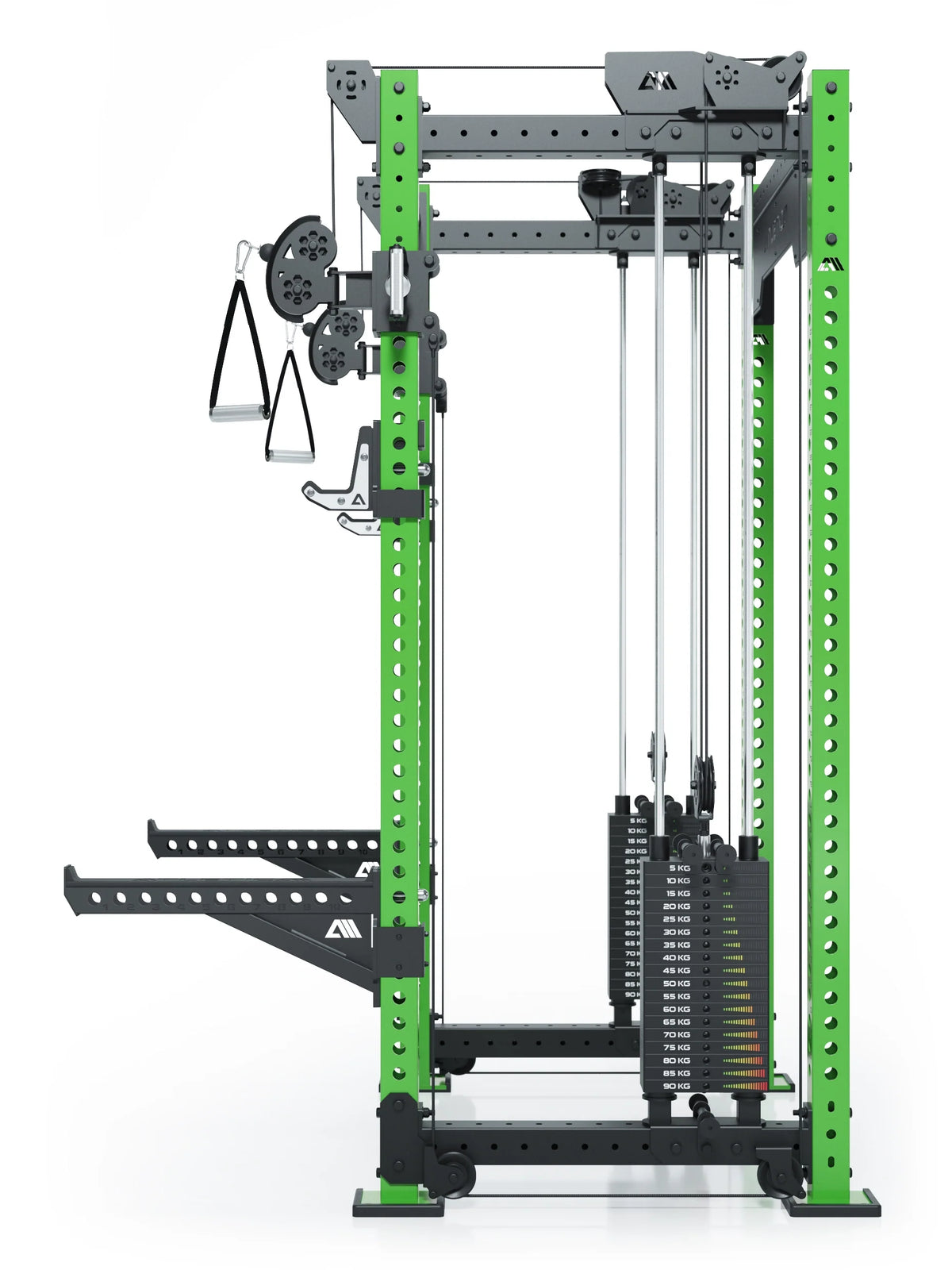 R8 Bradley Power Rack - green Power Cage with weight stack, cable pulley, handles