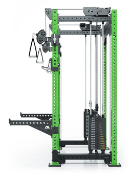 R8 Bradley Power Rack - green Power Cage with weight stack, cable pulley, handles