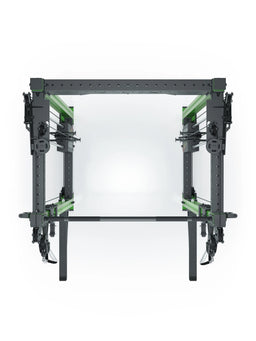 R8 Bradley Power Rack - Black Power Cage with Green Accents, Weight Plate Holder, Cable Pull