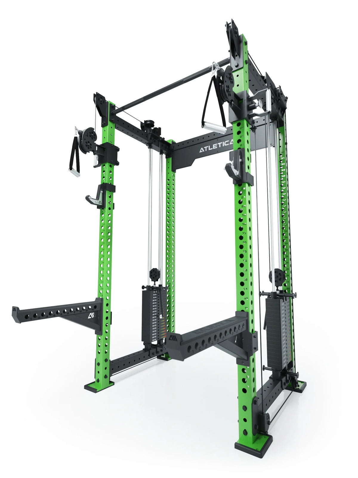 R8 Bradley Power Rack - Green Power Cage with Weight Stack, Pull-Up Bar, Cable Pulley